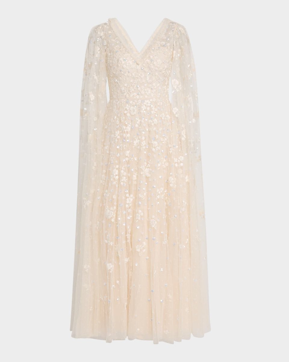 Dahlia Ditsy Sequin Embroidered Ankle Gown